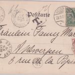 DR/Belgien - 5 Pfg. Germania/Reichspost Karte Neuenahr Antwerpen 1900 Nachporto