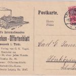 DR/Schweden - 10 Pfg. Germania illustr. Karte Pössneck - Jönköping 1912 - Custos