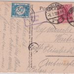 DR/Belgien - 2 M. Posthorn u.a. Karte Koblenz - Antwerpen 1.7.22 Nachporto
