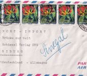 Senegal (Franz. Westafrika) - 8x10 Fr Blumen Luftpostbrief Dakar - Würzburg 1960