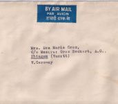 Indien - 10x15 NP 50 J. Flugpost Luftpostbrief/FDC Chandigarh - Ebingen 18.2.61