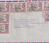 Nigeria - 6x1 Sh. Holzfößer ua. Lupo-Einschreibebrief Kingsway Stores lagos 1960