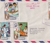 Fujeira - Roter Halbmond/Dunant 4 Werte Lupo-Einschreibebrief/FDC n BELGIEN 1970