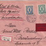 Bayern - 1 1/4 + 1 1/2 M. Patrona Bavariae Eil-Einschreibebrief München 1920