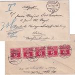 DR/Österreich - 6 H. Portomarke 5er-Streifen Feldpostbrief Berlin - Wien 1916