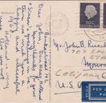 Niederlande - 2x20 C. Juliana Luftpostkarte n. USA s'Gravenhage - Monroe 1960