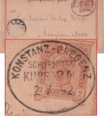 Österreich - Konstanz Bregenz Schiffspost Kurs 24 2 Kr. Ganzsache Bregenz 1892