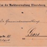 Bayern - Ebersberg 1894 Militariabrief n. Gars - Vordruckkuvert