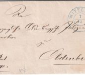Hannover - Wittlage 7/12 blauer K2 Dienstbrief "Criminalia" n. Oldenburg 1852