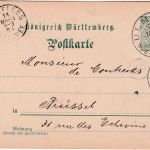 Württemberg - 5 Pfg. Ganzsache+Zusatz n. BELGIEN Ulm Bahnhof - Brüssel 1901