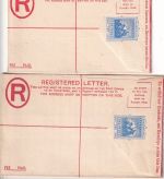 Barbados - 2 P. registered letter stationery envelope F+G size both unused