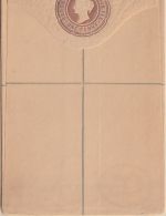 Barbados - 1 P. Victoria registered letter stationery envelope F size unused