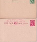 Bermuda - 1/2 + 1 P. King George V. stationery postcard both unused