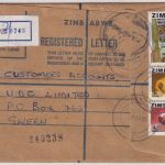 Zimbawe - Kwe Kwe 1985 registered letter 40 c. Bundi falls etc.