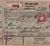 Bayern - 50+20+10 Pfg. Wappen Paketkarte n. BELGIEN Ludwigshafen III - 21.12.91