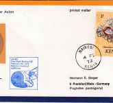 Kenia - 1 Sh. Meeresschnecke Luftpostbrief/LH-Erstflug Nairobi - FFM 1972