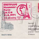 BRD - Lufthansa Firstflight Hannover Paris 30 Pfg. Privatganzsache 1971