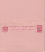 Netherland Indies - 5 on 7 1/2 C. overprint stationery post card w/reply unused
