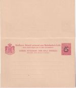 Netherland Indies - 5 on 7 1/2 C. overprint stationery post card w/reply unused