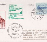 Färöer - Lufthansa Erstflug Frankfurt a/M - Lagos 1987 - Zuleitungspost !