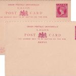 Lagos - 1 P. Victoria postcard w/reply stationery unused