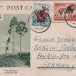 South Africa - 1 1/2 P. picture stationery + surcharge airmail Trichardt 1957