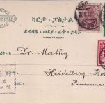 Äthiopien - farb. Marken-AK gelaufen Berlin - Heidelberg 1921
