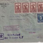 Bulgarien - R Vom Ausland über Dresden A7 L2 Einschreibebebrief-Vds. Sofia 1922