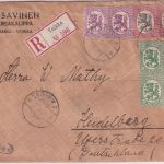 Finnland - 2x1 M. Löwe u.a. Einschreibebrief Voikka - Heidelberg 1921