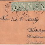 Finnland - 10 P. Löwe 5er-Streifen Drucksache Ikaalinen - Heidelberg 1921