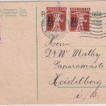 Schweiz - 10 Rp. Tell Ganzsache + Zusatz Zürich - Heidelberg 1921 Nachfrankatur