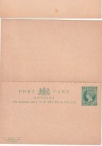 Grenada - 1/2 P. Victoria stationerie postcard + pc w/replycard both unused