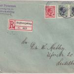 Dänemark - 2x30+10 Ö Christian X. Einschreibebrief Stubbekjobing Heidelberg 1920