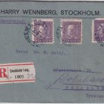 Schweden - 3x20 Ö. Gustaf V. Einschreibebrief Stockholm 1 avg - Heidelberg 1921