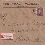 Schweden - 45 Ö. Gustaf V. Luftpost-Einschreibebrief Trollhättan - Berlin 1933