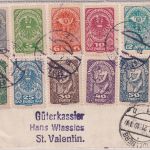 Österreich - St. Valentin bunt frankierter Einschreibebrief n. Heidelberg 1921