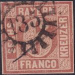 Bayern - 6 Kr. Quadrat braun Platte I gMR 135 (Hof) + Federzug KB Stegmüller BPP