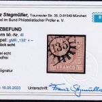Bayern - 6 Kr. Quadrat braun Platte I gMR 135 (Hof) + Federzug KB Stegmüller BPP