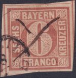 Bayern - 6 Kr. Quadrat Platte I Fingerhut-K1 (Kötz)ting +Fdzg. KB Stegmüller BPP