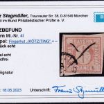 Bayern - 6 Kr. Quadrat Platte I Fingerhut-K1 (Kötz)ting +Fdzg. KB Stegmüller BPP