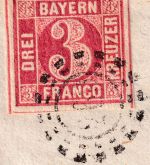 Bayern - 3 Kr. Quadrat rot "Wendebrief" oMR 269 OPA Landshut 19. JUN 1866