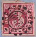 Bayern - 3 Kr. Quadrat rot Brief oMR 269 OPA Landshut 20. SEP 1864 n. Neuötting