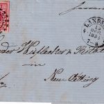 Bayern - 3 Kr. Quadrat rot Brief oMR 269 OPA Landshut 13. DEC 1866 n. Neuötting