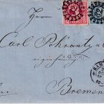 Bayern/Bremen - 3+6 Kr. Quadrat rot/blau Brief oMR 28 OPA Bamberg 23. OCT 1865