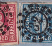 Bayern/Bremen - 3+6 Kr. Quadrat rot/blau Brief oMR 28 OPA Bamberg 23. OCT 1865
