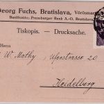 Tschechien - 25 H. Hradschin gez. Firmendrucksache Bratislava - Heidelberg 1920