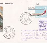 Malta - Lufthansa Erstflug Valetta - Frankfurt a/M 31.3.1984 Luftpostbrief