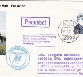 Schweden - Lufthansa Erstflug FFM Leipzig Zuleitungspost Schiffspost Kiel 1984