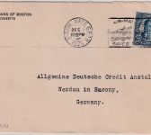 USA - 5 C. Roosevelt Perfin "FNB" cover Boston - Werdau 1926