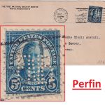 USA - 5 C. Roosevelt Perfin "FNB" cover Boston - Werdau 1926